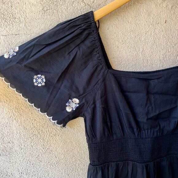 NEW Old Navy Embroidered Mini Black Dress Size M - Picture 2 of 6